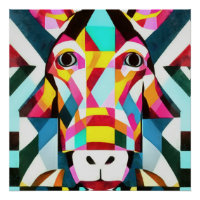 Donkey Colourful Fun Geometric Abstract Art