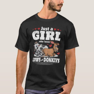 Donkey Cow Farmer Farm Animal Girls Women Farmer T-Shirt