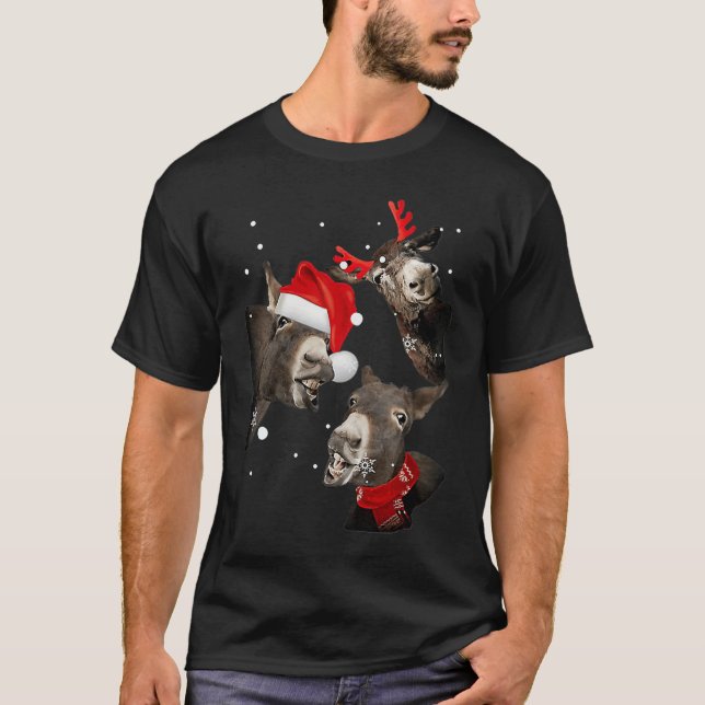Donkey cute xmas santa T-Shirt (Front)