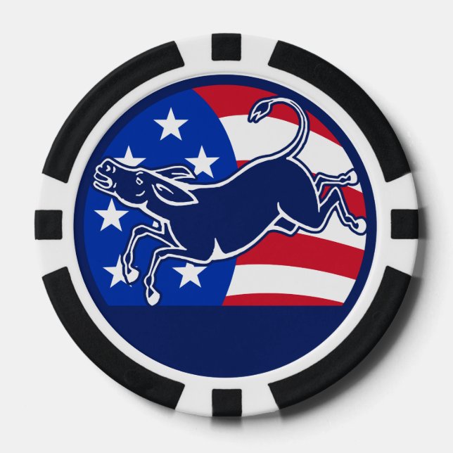 Donkey Democrat Flag Poker Chips (Front)