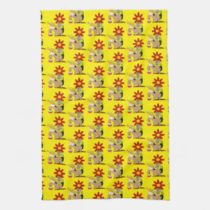 Donkey Dog Floral Kitchen Hand Towel