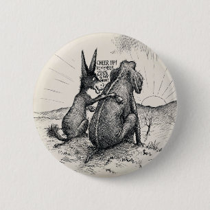 Donkey Elephant Election Pin/ 6 Cm Round Badge