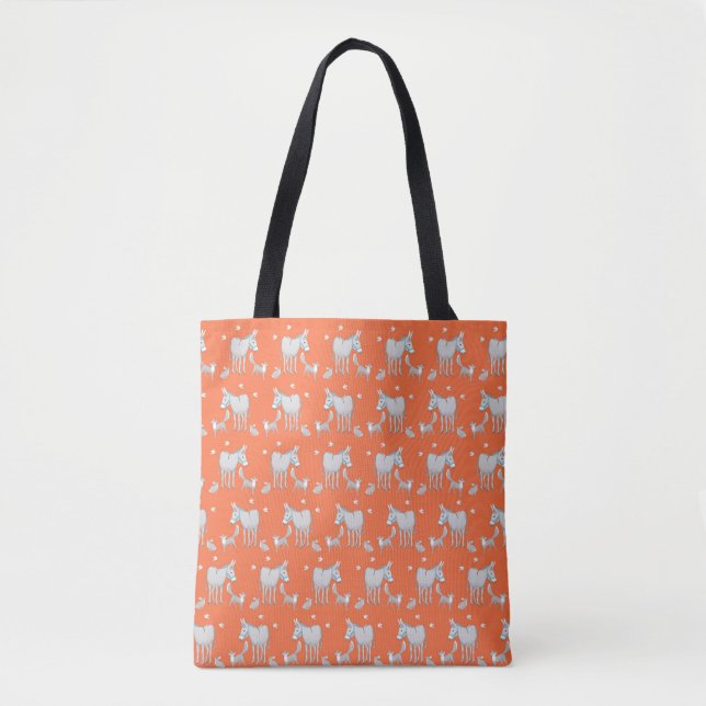 Donkey Fox Rabbit Birds Tote Bag (Front)