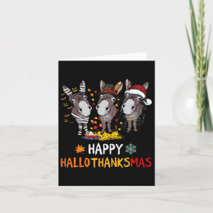 Donkey Happy Hallothanksmas Halloween Thanksgiving Card