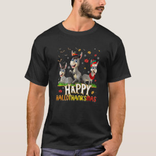 Donkey Happy HalloThanksMas Halloween Thanksgiving T-Shirt