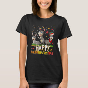 Donkey Happy HalloThanksMas Halloween Thanksgiving T-Shirt