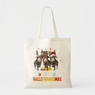 Donkey Happy HalloThanksMas Halloween Thanksgiving Tote Bag