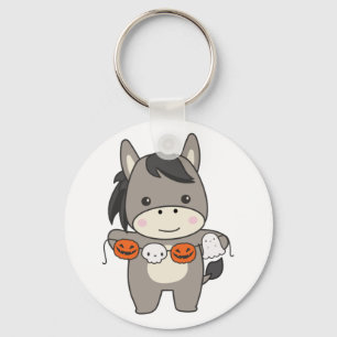 Donkey Happy Halloween Pumpkin Bat Costume Keychai Key Ring