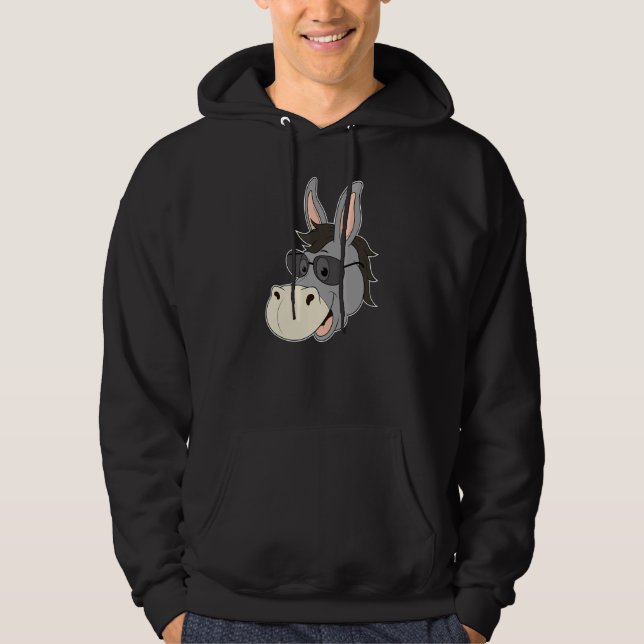 Donkey Head Sunglasses Mule Heart Zoo Animal Farme Hoodie (Front)