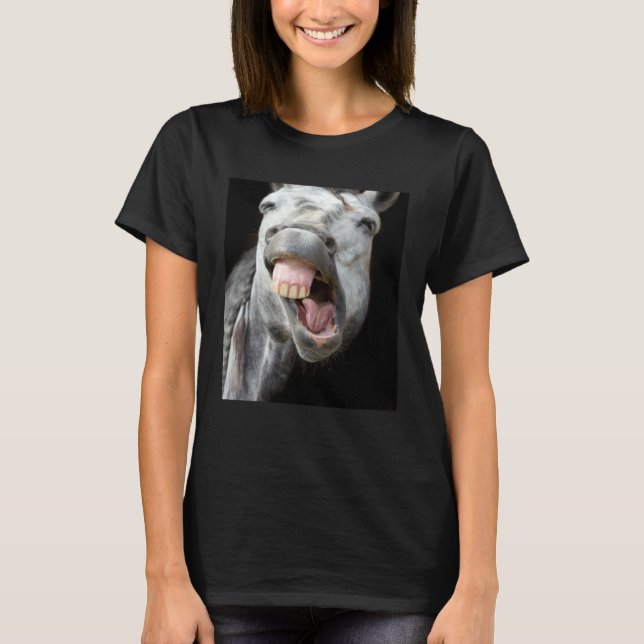 Donkey Horse Face Showing Off Cute and  Face Anima T-Shirt (Front)