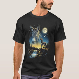 Donkey Howling to The Moon Meme Funny 90s Donkey F T-Shirt