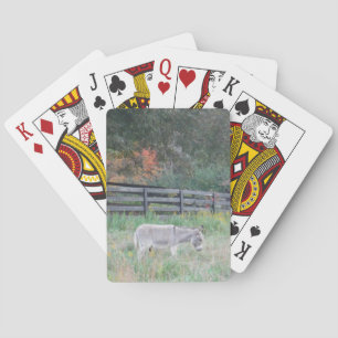 Donkey in a Fall Autumn Field. Playing Cards