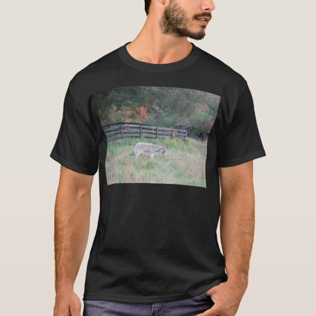 Donkey in a Fall Autumn Field. T-Shirt (Front)