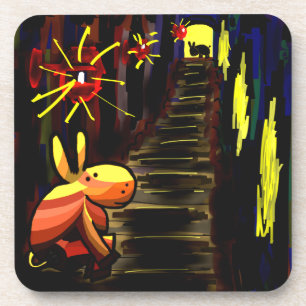 donkey in alley under lamplight coaster
