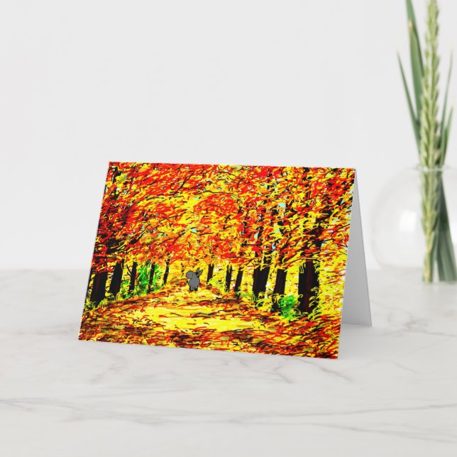 donkey in autumn card (Front)