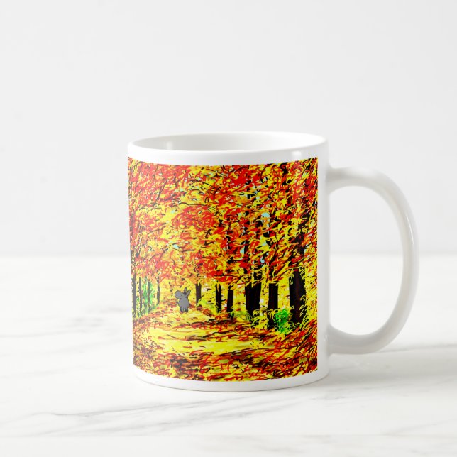 donkey in autumn leaves coffee mug (Right)