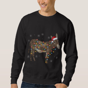Donkey Lights Xmas Tree Funny Santa Donkey Christm Sweatshirt