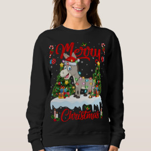 Donkey Lights Xmas Tree Funny Santa Donkey Christm Sweatshirt
