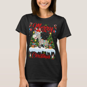 Donkey Lights Xmas Tree Funny Santa Donkey Christm T-Shirt