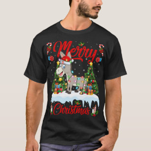 Donkey Lights Xmas Tree Funny Santa Donkey Christm T-Shirt