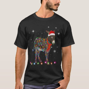 Donkey Lights Xmas Tree Funny Santa Donkey Christm T-Shirt