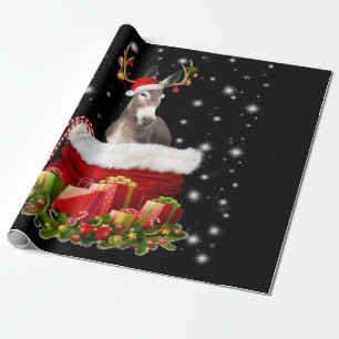 Donkey Lover Gift  Happy Donkey Merry Christmas Wrapping Paper