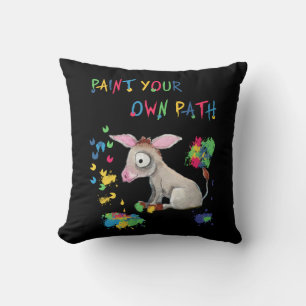 Donkey Lover Gift  Paint Your Own Path Cushion