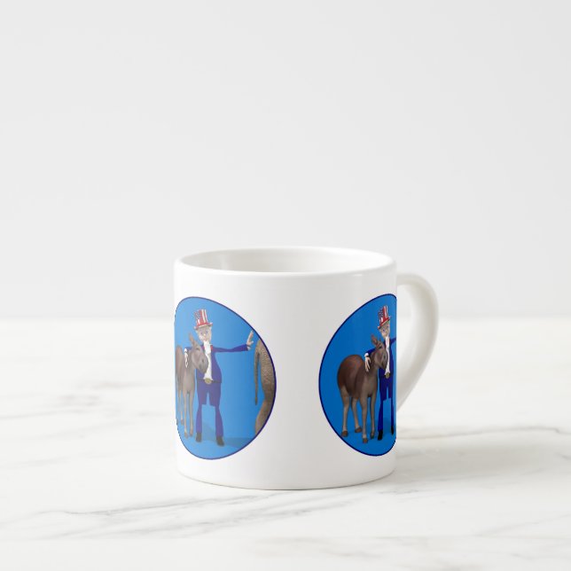 Donkey Lover Uncle Sam Espresso Cup (Front Right)