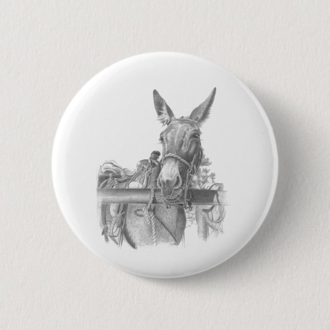 donkey mules 6 cm round badge (Front)