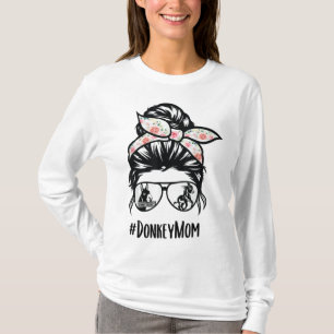 Donkey Mum Messy Bun Life Hair Glasses for Donkey T-Shirt