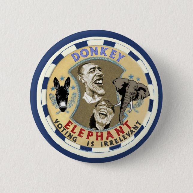 Donkey or Elephant 6 Cm Round Badge (Front)