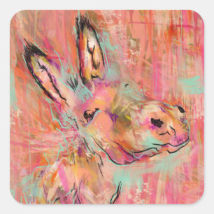 donkey painting square sticker