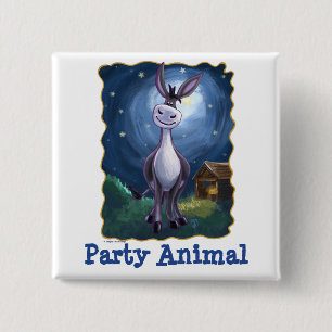 Donkey Party Centre 15 Cm Square Badge