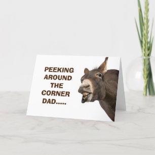 DONKEY PEEKS AROUND CORNER-FATHER'S DAY HUMOR CARD