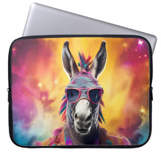 Donkey Pink Glasses, Rainbow Hair Laptop Sleeve