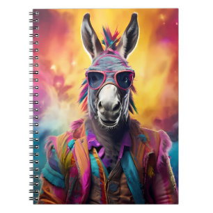 Donkey Pink Glasses, Rainbow Hair Notebook