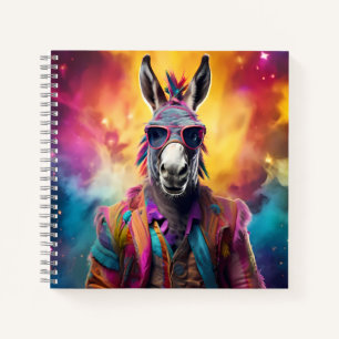Donkey Pink Glasses, Rainbow Hair Notebook
