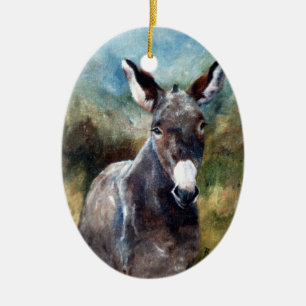 Donkey Portrait Ceramic Tree Decoration