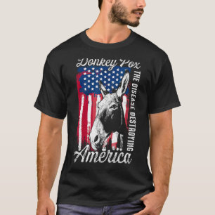 Donkey Pox The Disease Destroying America USA Flag T-Shirt