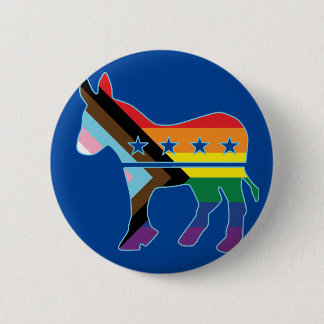 Donkey Progress Pride Flag Democratic 6 Cm Round Badge