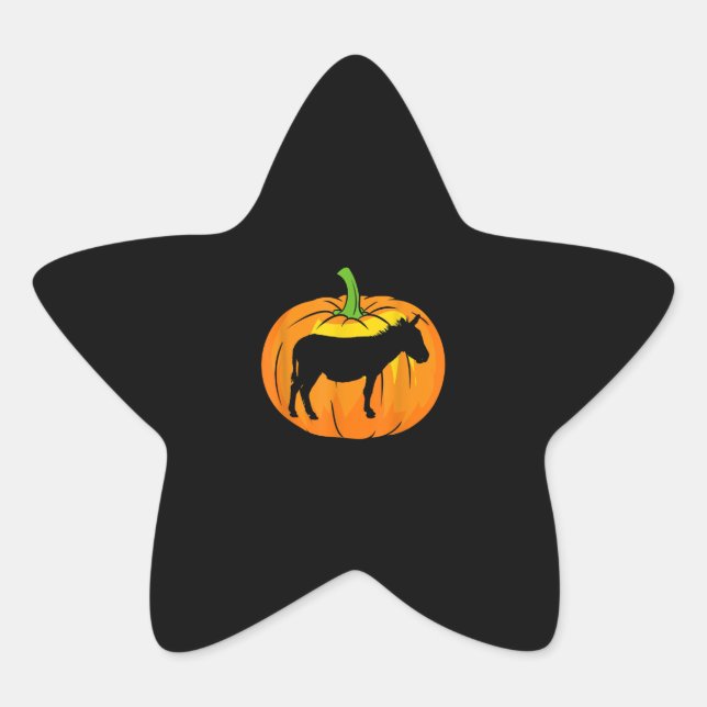 Donkey Pumpkin | Funny Donkey Halloween Items Star Sticker (Front)