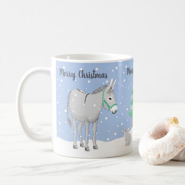 Donkey Rabbit Snow Christmas Mug (With Donut)