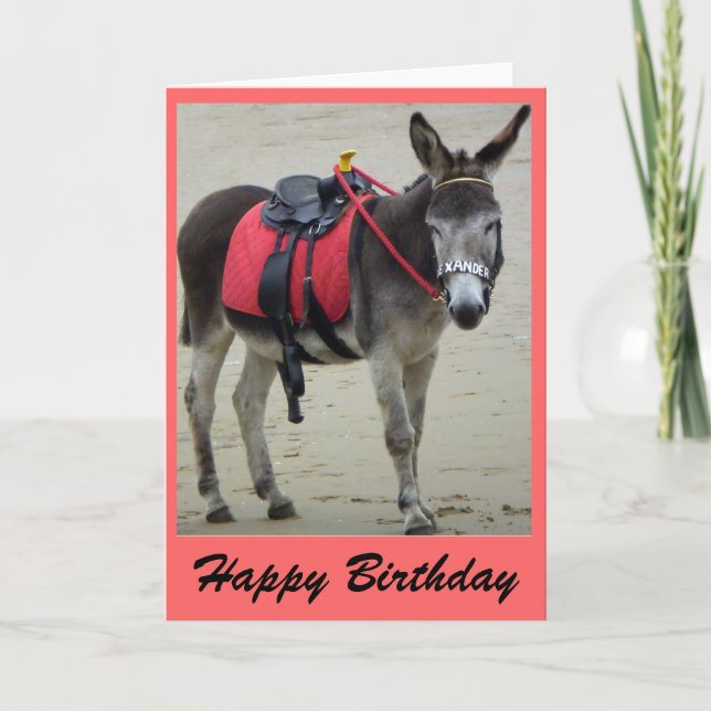 donkey ride on a beach card (Front)