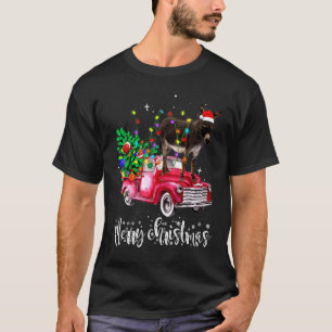 Donkey Riding Red Truck Xmas Merry Christmas T-Shirt