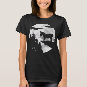 Donkey Silhouette Night Sky - Funny Donkey Animal T-Shirt