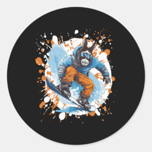 Donkey Snowboarding Animal Snowboard Classic Round Sticker