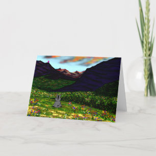 donkey staring at mountains card