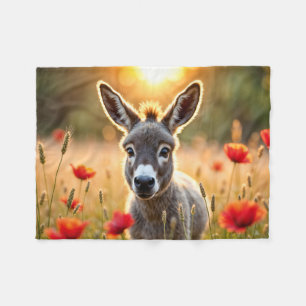 Donkey summer harmony rural landscape art fleece blanket