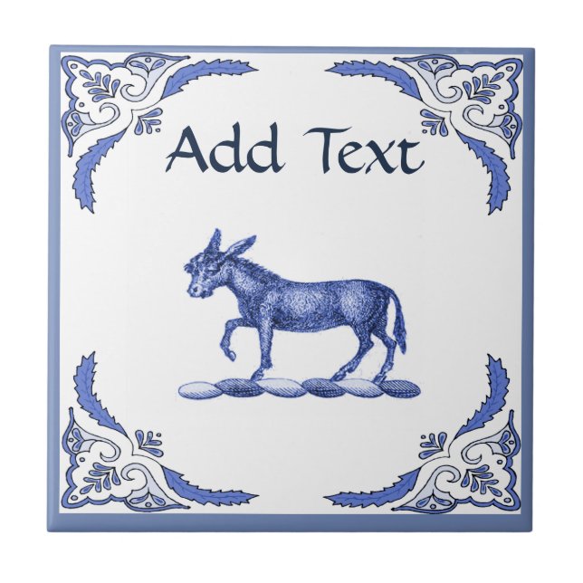 Donkey Tile, Dutch Look, Personalise Ceramic Tile (Front)
