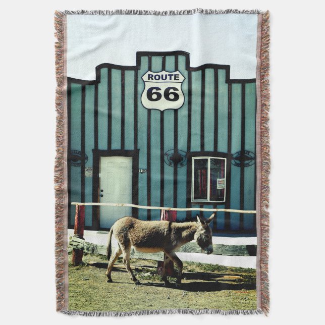 Donkey Town Oatman Arizona Throw Blanket (Front Vertical)